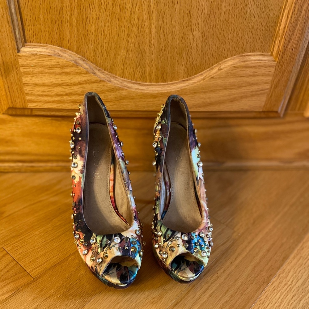 Aldo Flower Print Peep Toe Heels